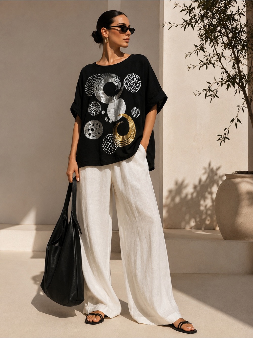 Made in Italy, 100% linen embroidered top